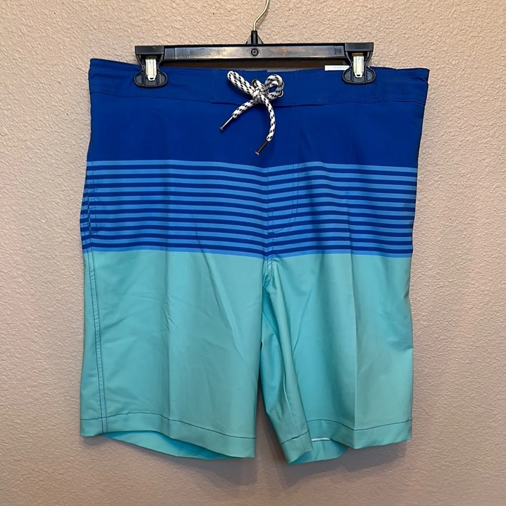 Sonoma Men's Blue and Aqua Swim Board Shorts  Size M